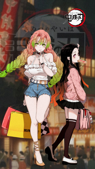 Demon Slayer Mitsuri And Nezuko Phone Wallpaper By