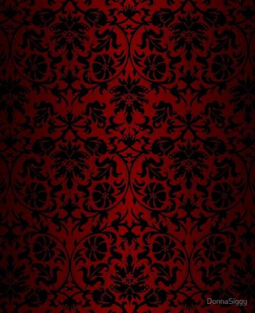 Dark Red And Black Damask Pattern iPad Case Skin By
