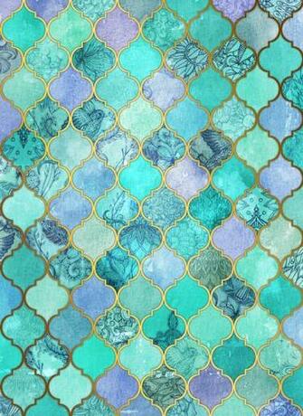 Cool Jade Icy Mint Decorative Moroccan Tile Pattern Art Print By