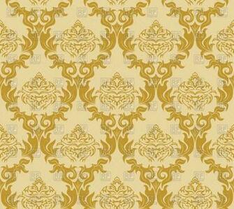 Damask Yellow Seamless Wallpaper Pattern Royalty