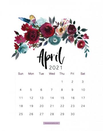 Printable Calendar Floral Watercolor Letter Size