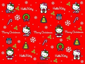 Red Background Hello Kitty Christmas Wallpaper
