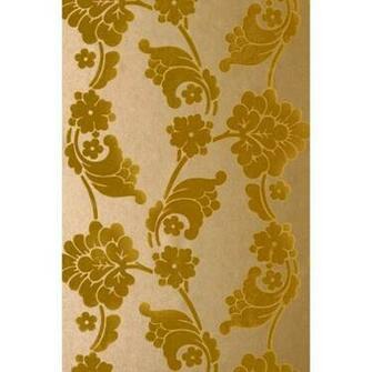 Anna French Wild Flora Velvet Jacquard Flock Feature Wallpaper Gold