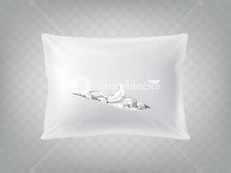 Vector 3d Realistic Torn Square Pillow Isolated On Translucent