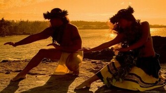 Hawaiian Dancers On Beach At Sunset Hawaii Hq Wallpaper
