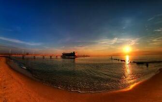 Ocean Pier Beautiful Sunset Nature
