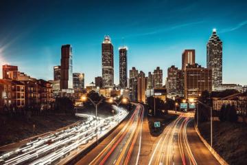 Atlanta Skyline At Dusk High Quality Wall Murals With