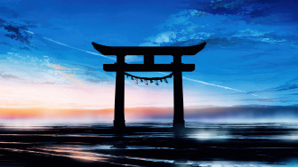 Torii Japanese Gate Anime Scenery 4k Wallpaper iPhone HD Phone 160h