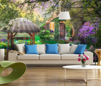 3d Patio Outside Forest Garden Wallpaper Pvc Self Adhesive Wall