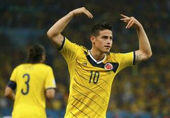 Colombia S James Rodriguez Celebrates After Scoring His Second Goal