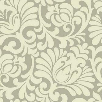 Oversized Tulip Damask Wallpaper Taupe Cream Double Roll Traditional