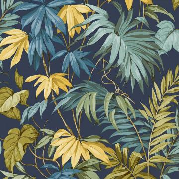 Grandeco Liane Tropicale Navy Wallpaper Allen Braithwaite