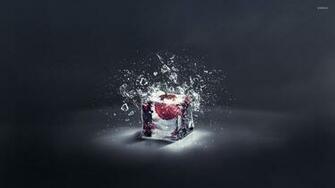 Cherry In Ice Cube Wallpaper Digital Art