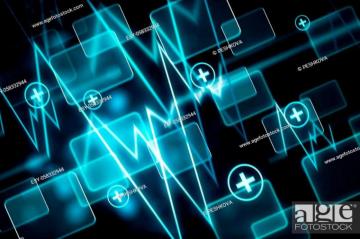 Creative Blue Tech Medical Wallpaper With Heartbeat Technology