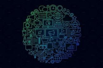 Marketing Line Art Icons Includes Background Bundle Posters