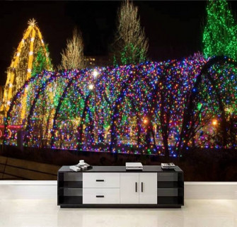 Amazon Mvemoemca Wallpaper Wall Mural Christmas Light Tunnel