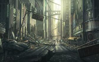 Wallpaper Fallout Art City Ruins Street Skyscraper Car Desktop