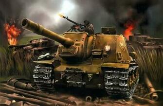 World Of Tanks Painting Art Spg Isu Tank Military Battle