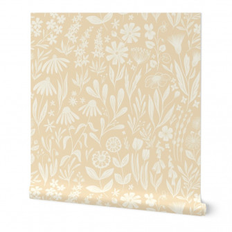 Wildflowers Buttercream Yellow Medium Scale By Writtenbykristen Wallpaper