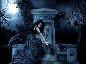 Gothic Women Dark Fantasy Poe Raven Wallpaper