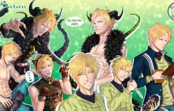 Wallpaper Cat Collage The Game Demon Guy Satan Obey Me