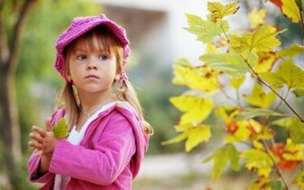 Cute Child Walking In Autumn Park Wallpaper