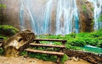 Beautiful Scenery At The Waterfall Wallpaper HD Desktop