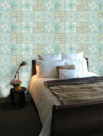 Louise Body Patchwork Jade Wallpaper