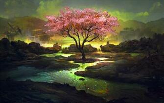 Pink Tree Art Wallpaper13