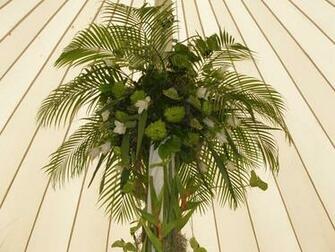 Palm Leaves And Tropical Flowers Lets Party