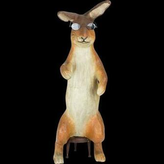 1910s Large Papier Mache Rabbit W Glasses Advertising Character