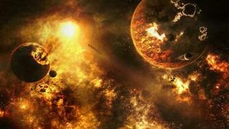 Planet Collide Digital Wallpaper Art Space