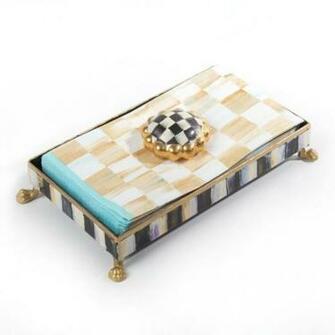 Parchment Check Guest Towel Holder Set By Mackenzie Childs
