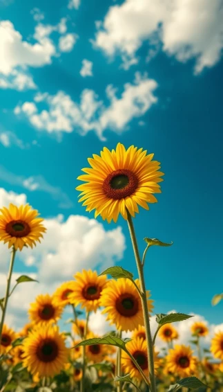 Clouds Sunflower Aesthetic Wallpaper