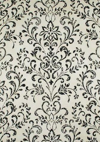 Damask Wallpaper Black White Cream Country