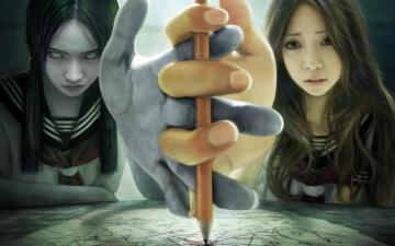 Wallpaper Yin Yang Dragon Cgi Anime Girls Pencils X High