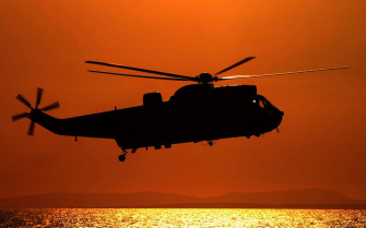 HD Military Helicopter Silhouette At Sunset Wallpaper