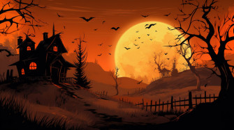 Full Moon Beautiful Halloween Wallpaper In The Sky With Bats And House