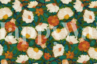 Floral Orange Teal Green Wallpaper