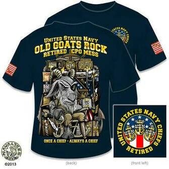 Navychief Old Goats Rock Retired Chiefs T Shirt Navy