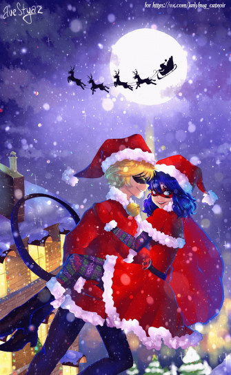Ladybug And Cat Noir Kiss In Paris Wallpaper