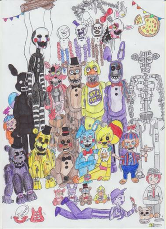 Fnaf All Characters By Emilyladyemerald