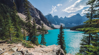 Nature Landscape Moraine Lake Canada Mountain Forest Summer Wallpaper