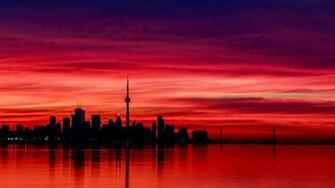 Wallpaper Toronto At Night Canada Cn Tower Evening Red