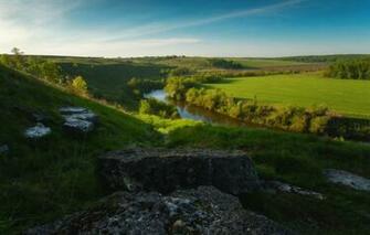 Wallpaper Landscape Nature River Stones Hills Morning