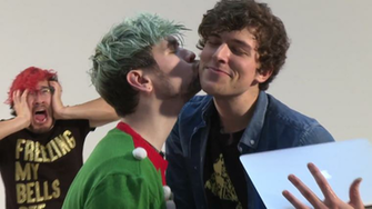 Jacksepticeye Kissing Kickthepj On The Cheek Whilst Markiplier Is