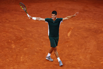 Rising Tennis Star Carlos Alcaraz In Action At French