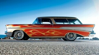 Old School Retro Car Flames HD Wallpaper The Database