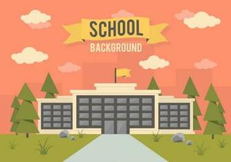 School Landscape Vector Background