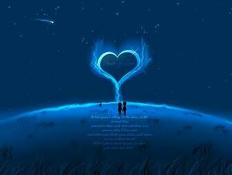 Blue Love Dark Moon Hearts Aliens Wallpaper